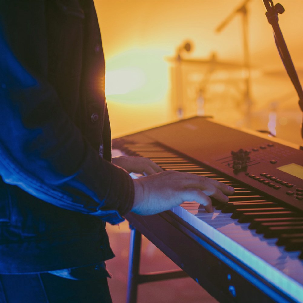Artist playing keyboard