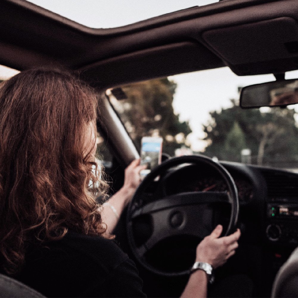 Woman driving car