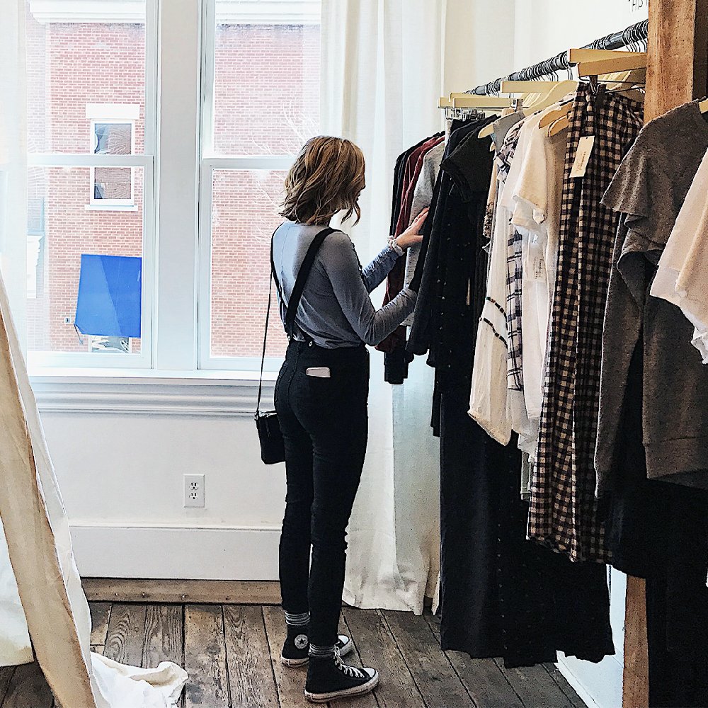 Woman shopping in clothing store