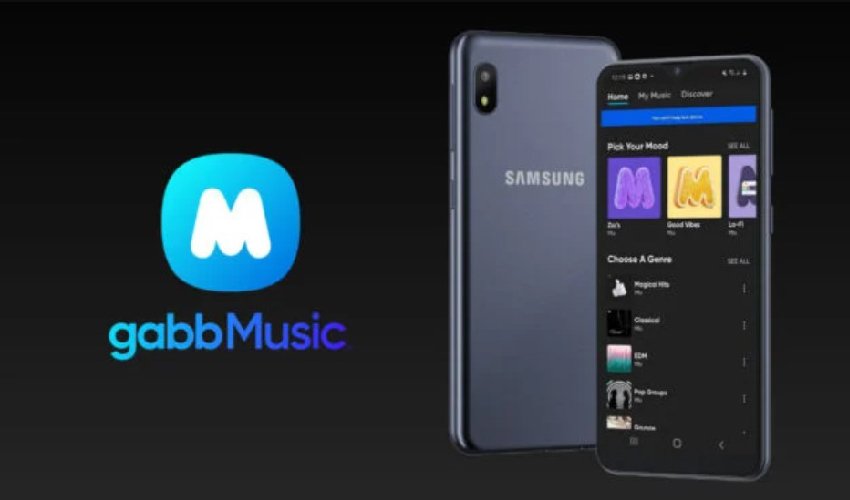 Gabb Music logo and app displayed on Android phone