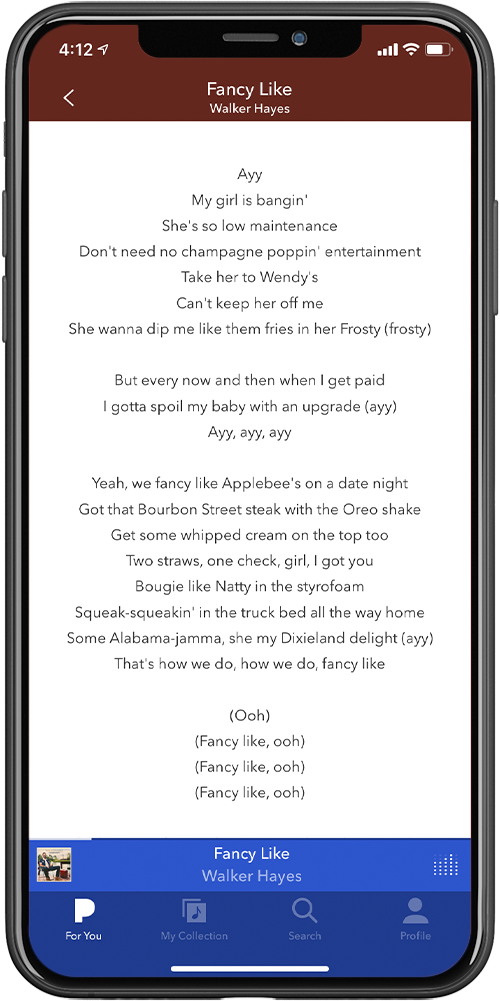 Lyric Display on Iphone