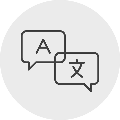 Icon depicting speech bubbles with different languages
