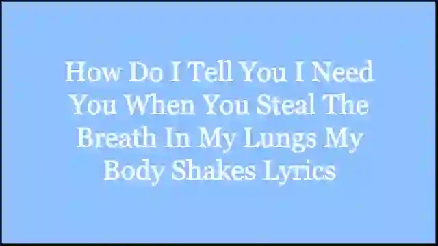 How Do I Tell You I Need You When You Steal The Breath In My Lungs My Body Shakes Lyrics