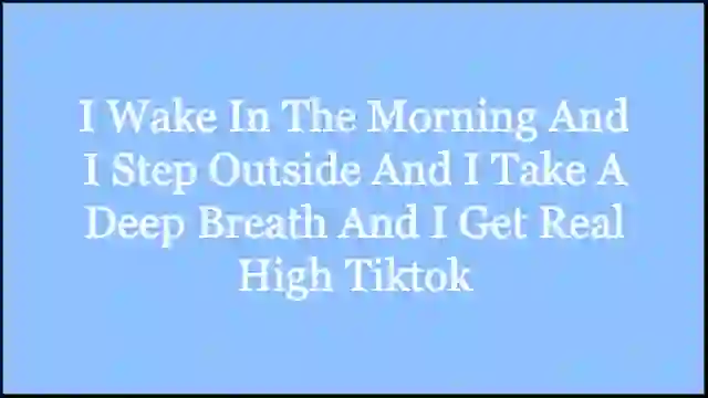 I Wake In The Morning And I Step Outside And I Take A Deep Breath And I Get Real High Tiktok