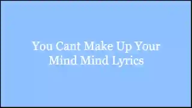 You Cant Make Up Your Mind Mind Lyrics