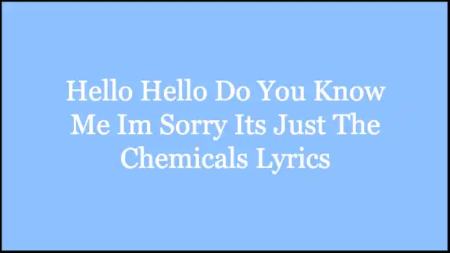 Hello Hello Do You Know Me Im Sorry Its Just The Chemicals Lyrics