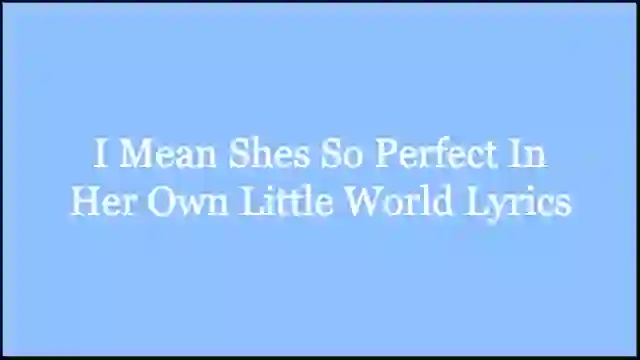 I Mean Shes So Perfect In Her Own Little World Lyrics