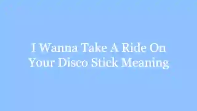 I Wanna Take A Ride On Your Disco Stick Meaning