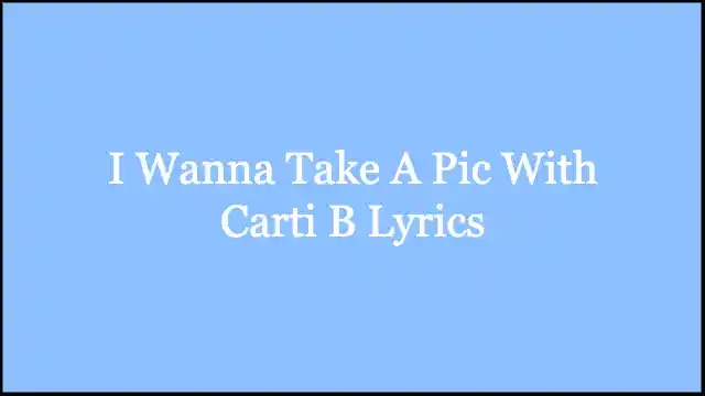 I Wanna Take A Pic With Carti B Lyrics