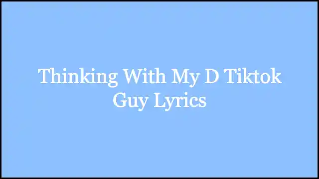 Thinking With My D Tiktok Guy Lyrics