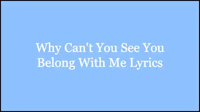 Why Can't You See You Belong With Me Lyrics