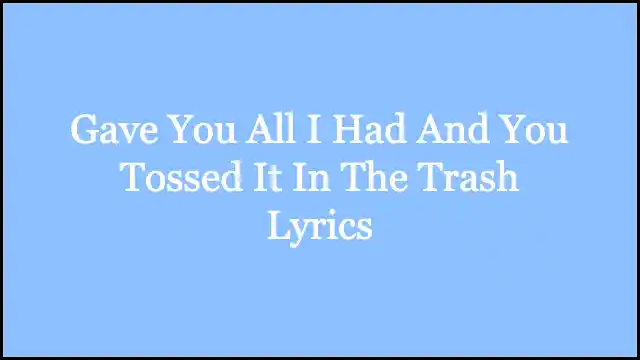 Gave You All I Had And You Tossed It In The Trash Lyrics