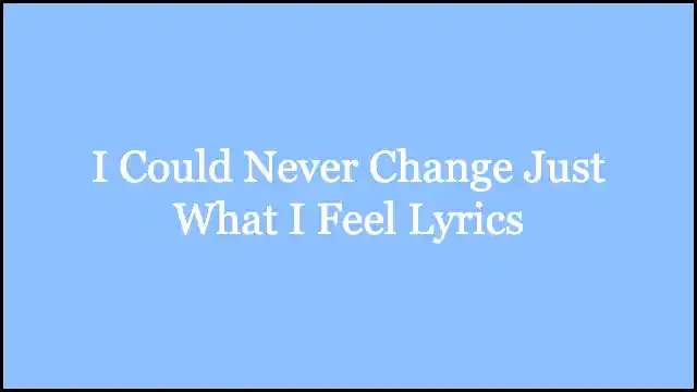 I Could Never Change Just What I Feel Lyrics