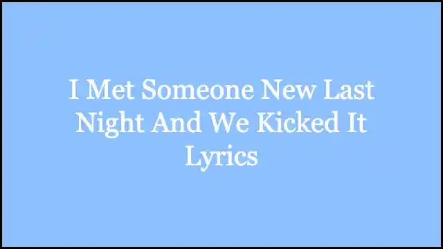 I Met Someone New Last Night And We Kicked It Lyrics