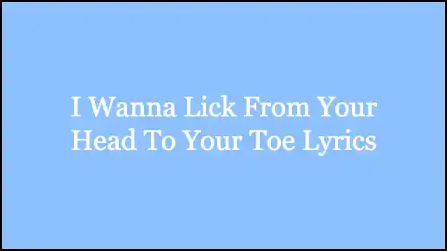 I Wanna Lick From Your Head To Your Toe Lyrics