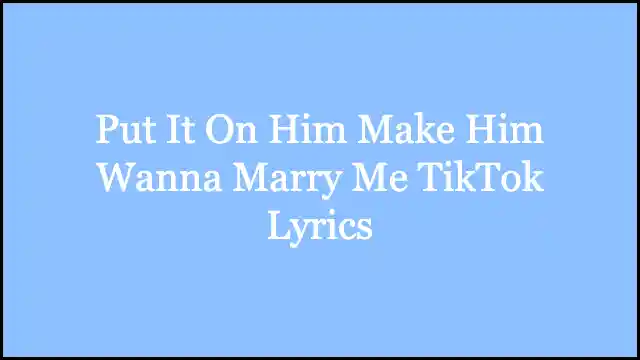 Put It On Him Make Him Wanna Marry Me TikTok Lyrics
