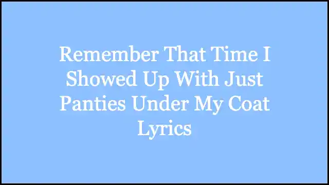 Remember That Time I Showed Up With Just Panties Under My Coat Lyrics