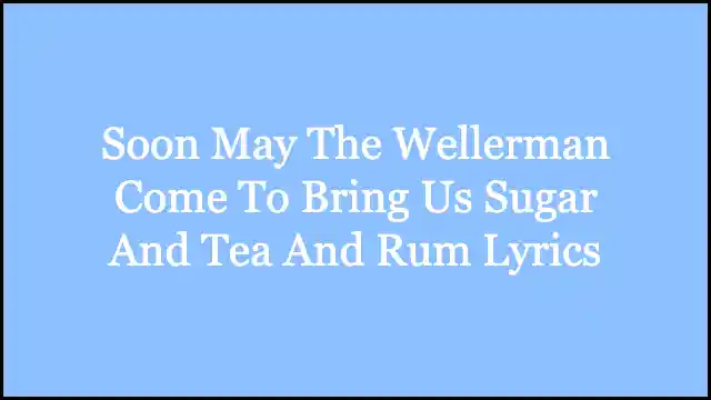 Soon May The Wellerman Come To Bring Us Sugar And Tea And Rum Lyrics