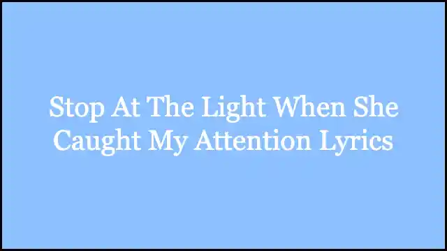 Stop At The Light When She Caught My Attention Lyrics