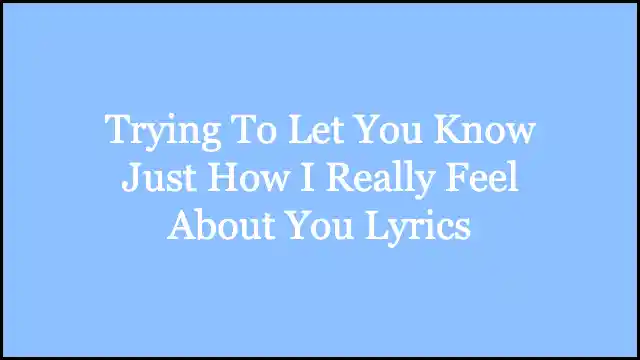 Trying To Let You Know Just How I Really Feel About You Lyrics