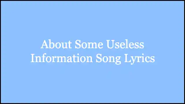 About Some Useless Information Song Lyrics