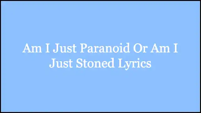 Am I Just Paranoid Or Am I Just Stoned Lyrics