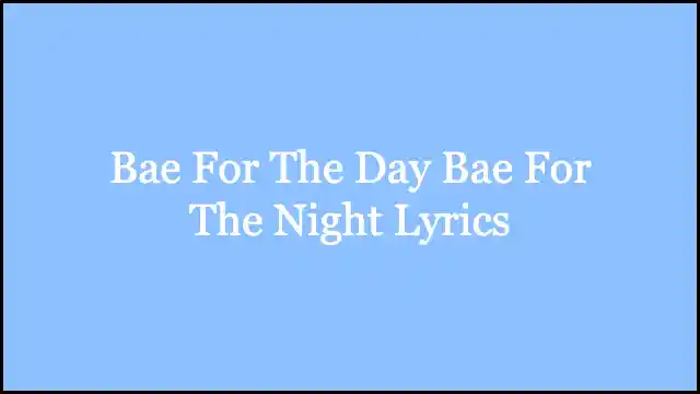 Bae For The Day Bae For The Night Lyrics