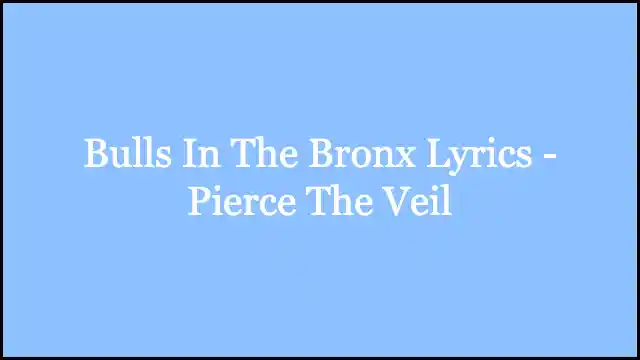 Bulls In The Bronx Lyrics - Pierce The Veil
