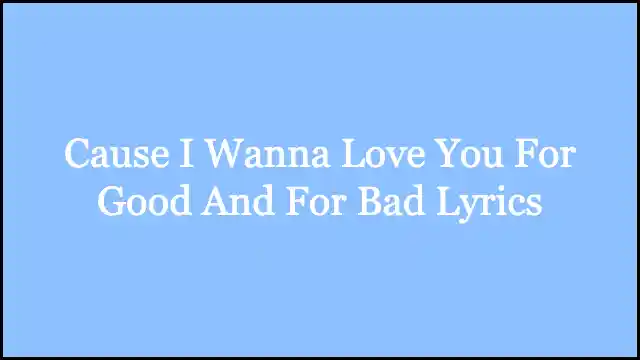 Cause I Wanna Love You For Good And For Bad Lyrics