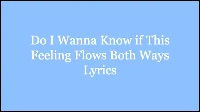 Do I Wanna Know if This Feeling Flows Both Ways Lyrics