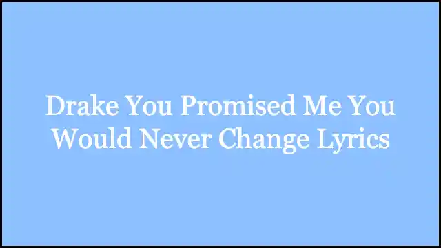 Drake You Promised Me You Would Never Change Lyrics