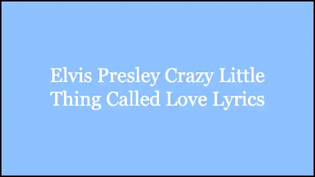 Elvis Presley Crazy Little Thing Called Love Lyrics