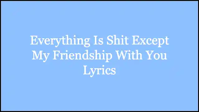 Everything Is Shit Except My Friendship With You Lyrics