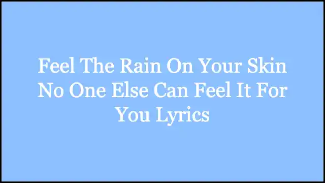 Feel The Rain On Your Skin No One Else Can Feel It For You Lyrics
