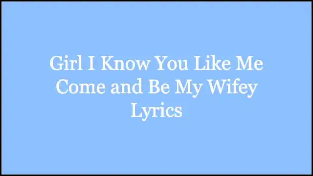 Girl I Know You Like Me Come and Be My Wifey Lyrics