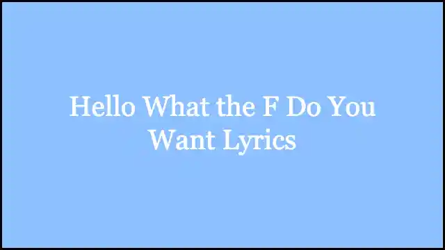 Hello What the F Do You Want Lyrics