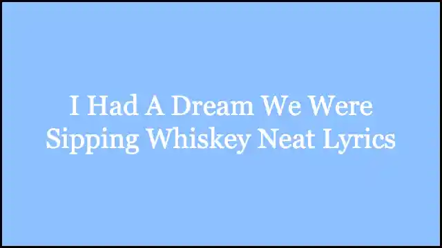 I Had A Dream We Were Sipping Whiskey Neat Lyrics