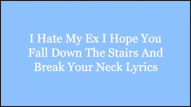I Hate My Ex I Hope You Fall Down The Stairs And Break Your Neck Lyrics