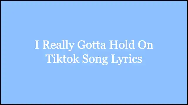 I Really Gotta Hold On Tiktok Song Lyrics