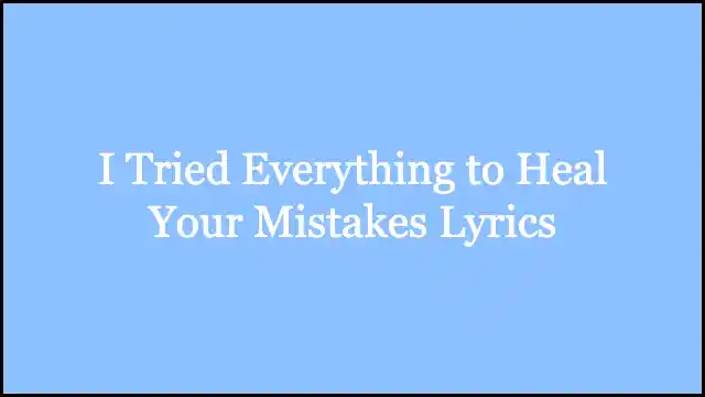I Tried Everything to Heal Your Mistakes Lyrics