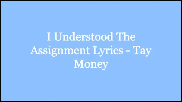 I Understood The Assignment Lyrics - Tay Money