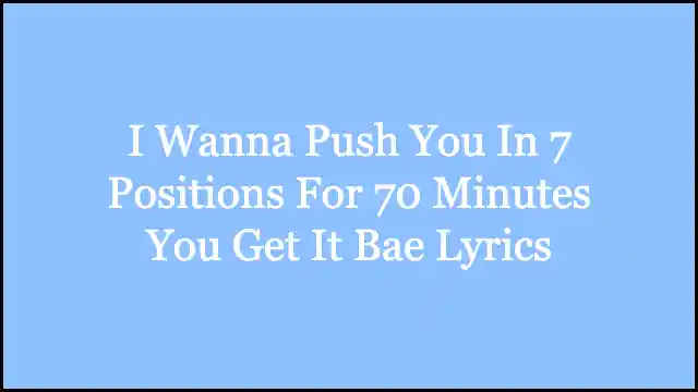 I Wanna Push You In 7 Positions For 70 Minutes You Get It Bae Lyrics