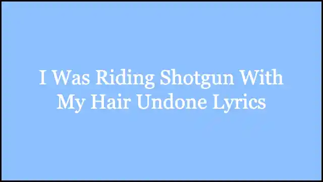 I Was Riding Shotgun With My Hair Undone Lyrics