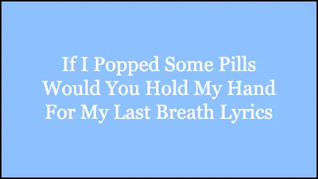 If I Popped Some Pills Would You Hold My Hand For My Last Breath Lyrics