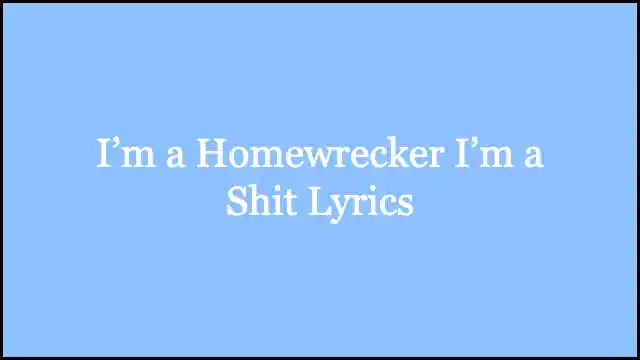 I’m a Homewrecker I’m a Shit Lyrics
