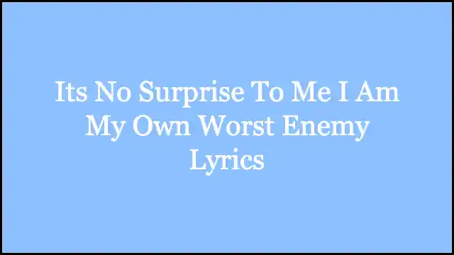 Its No Surprise To Me I Am My Own Worst Enemy Lyrics