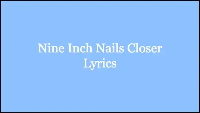 Nine Inch Nails Closer Lyrics