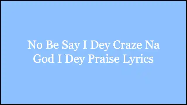 No Be Say I Dey Craze Na God I Dey Praise Lyrics
