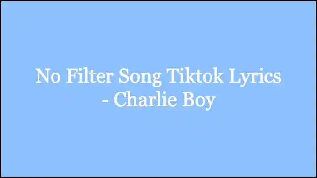 No Filter Song Tiktok Lyrics - Charlie Boy
