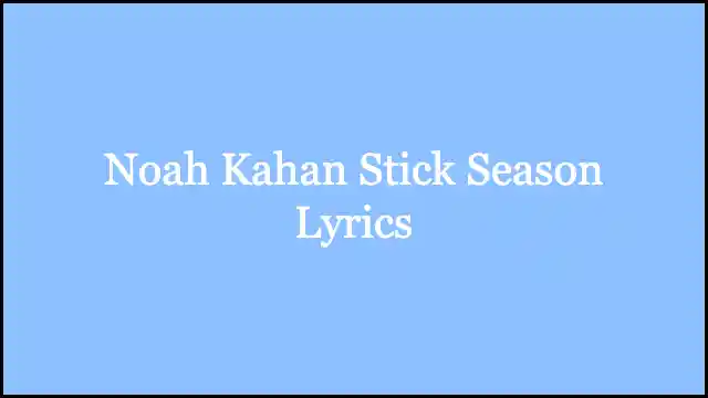 Noah Kahan Stick Season Lyrics